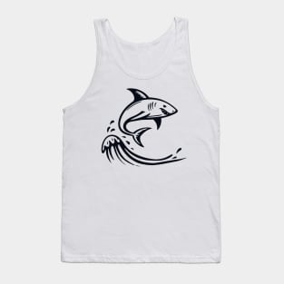 Stick Figure of a Shark in Black Ink Tank Top